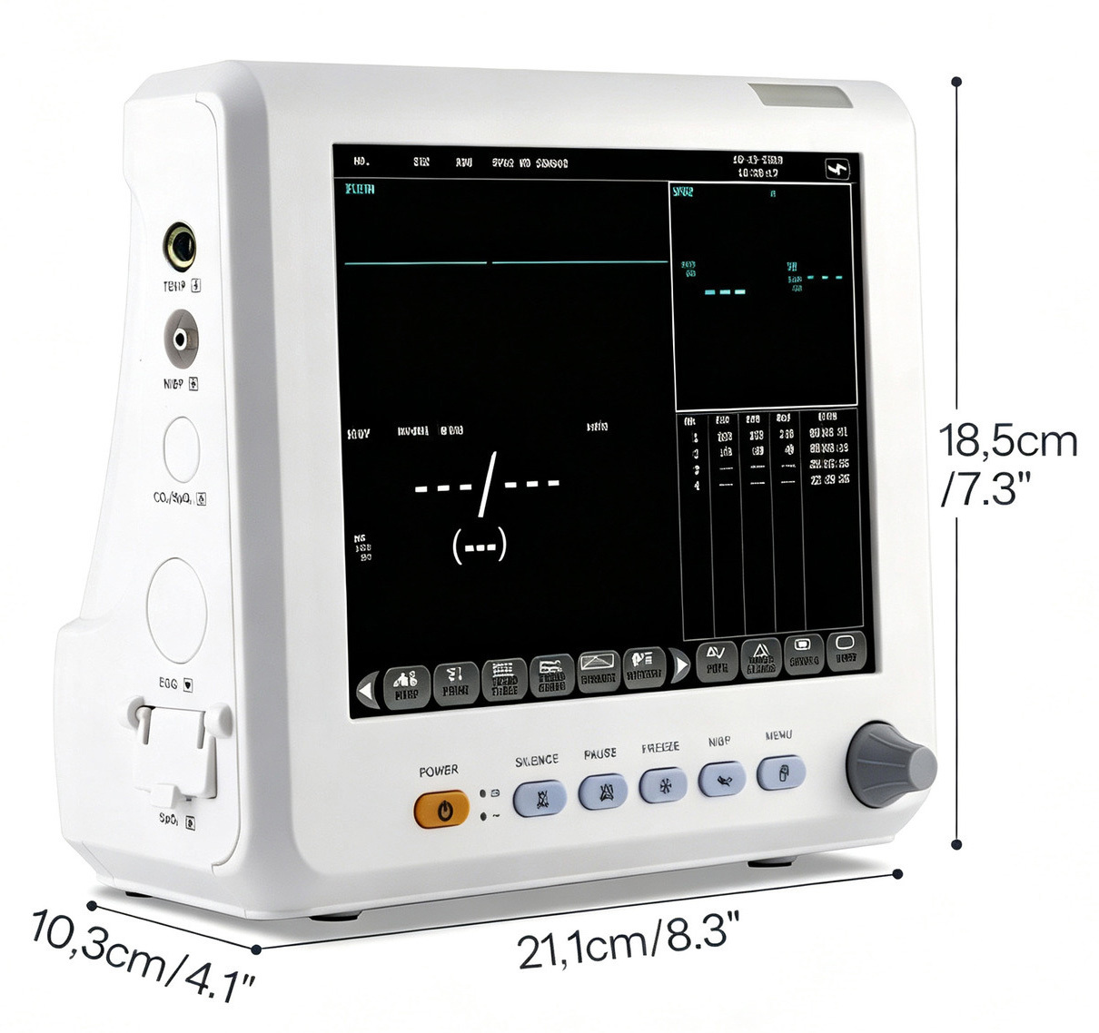 SINNOR SNP9000L-B 8'' Patient Monitor 4 Parameters (NIBP SPO2 PR TEMP)
