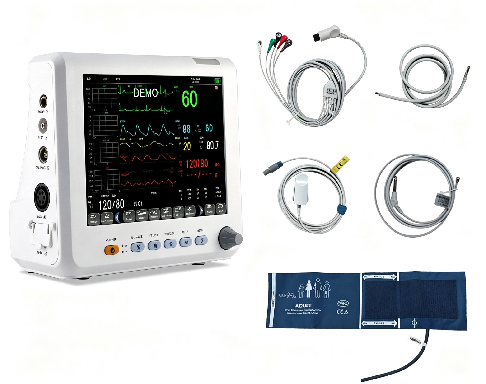 SINNOR SNP9000L-D 8'' Patient Monitor 6 Parameters (ECG NIBP RESP TEMP SPO2 PR)