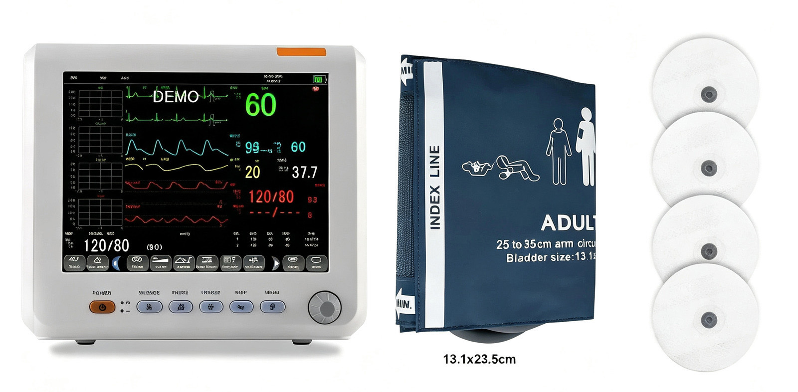 SINNOR SNP9000L-D 8'' Patient Monitor 6 Parameters (ECG NIBP RESP TEMP SPO2 PR)