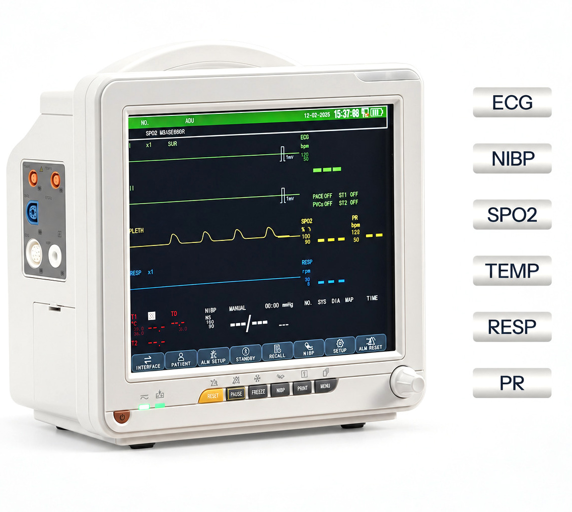SINNOR SNP9000N 12'' Patient Monitor 6 Parameters (ECG, RESP, TEMP, NIBP, SPO2, PR)