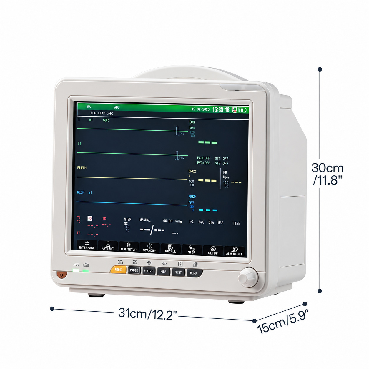 SINNOR SNP9000N 12'' Patient Monitor 6 Parameters (ECG, RESP, TEMP, NIBP, SPO2, PR)