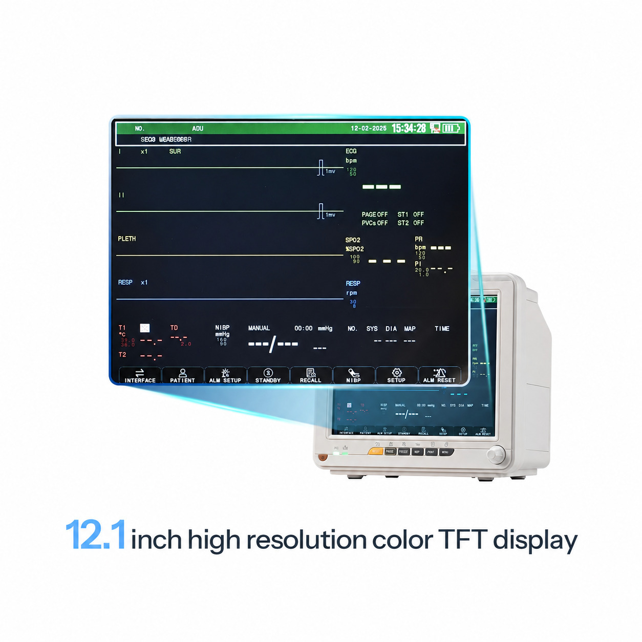 SINNOR SNP9000N 12'' Patient Monitor 6 Parameters (ECG, RESP, TEMP, NIBP, SPO2, PR)