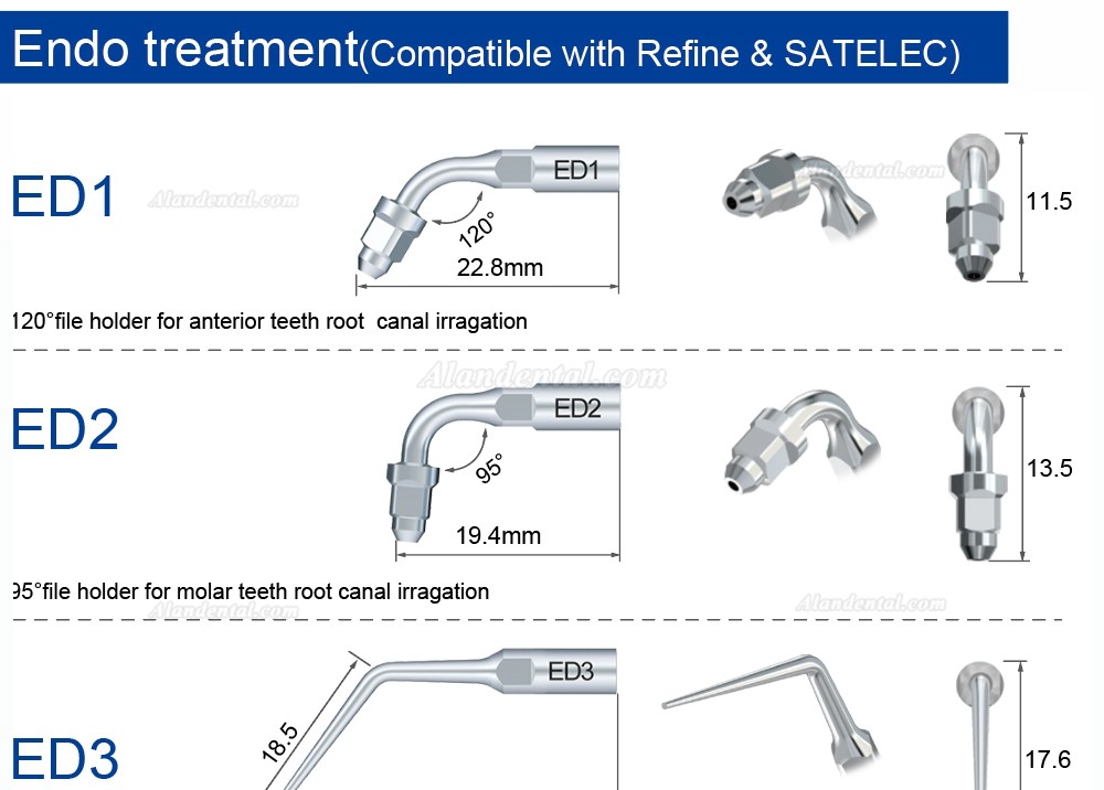 10Pcs Refine® Ultrasonic Root Canal Tips ED1 ED2 ED3 ED4 ED5 ED6 ED7 ED8 ED9 ED10 ED11 ED14 ED15 Fit SATELEC NSK DTE GNATUS