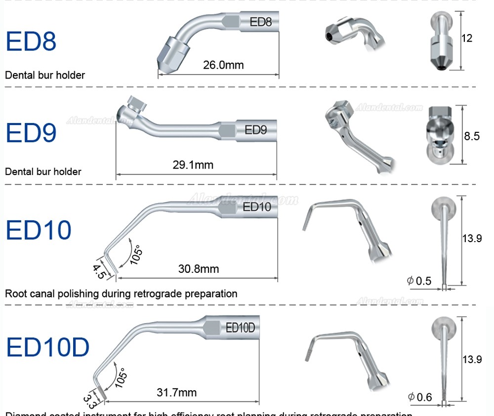 10Pcs Refine® Ultrasonic Root Canal Tips ED1 ED2 ED3 ED4 ED5 ED6 ED7 ED8 ED9 ED10 ED11 ED14 ED15 Fit SATELEC NSK DTE GNATUS