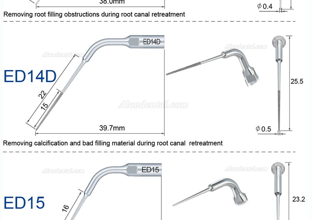 10Pcs Refine® Ultrasonic Root Canal Tips ED1 ED2 ED3 ED4 ED5 ED6 ED7 ED8 ED9 ED10 ED11 ED14 ED15 Fit SATELEC NSK DTE GNATUS