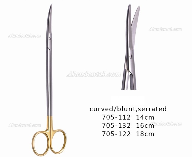 Dental Tissue Scissors Curved Blunt Serrated 14CM 16CM 18CM