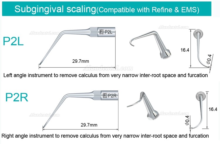 5Pcs Refine® Dental Ultrasonic Tips P2L P2R P2LD P2RD P5 P6 P7 P8 P10 P11 P12 P14L Fit For EMS Woodpecker Scaler Handpiece