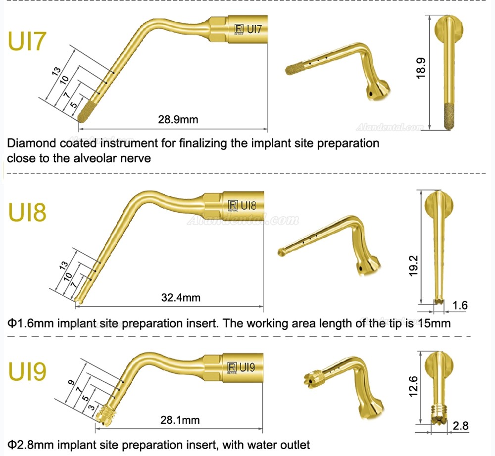 1Pcs Dental Piezosurgery Tips For Bone Cutting Sinus lifting Implant Ul1 UI2 UI3 UI4 UI5 Dental Surgery Tip Fit Mectron Woodpecker