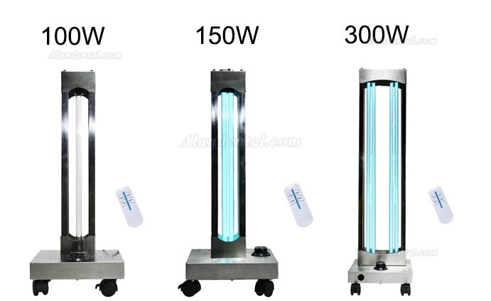 100-300W UVC +Ozone Stainless Steel Disinfection Lampe Ultraviolet Sterilizer Trolley with Radar Sensors