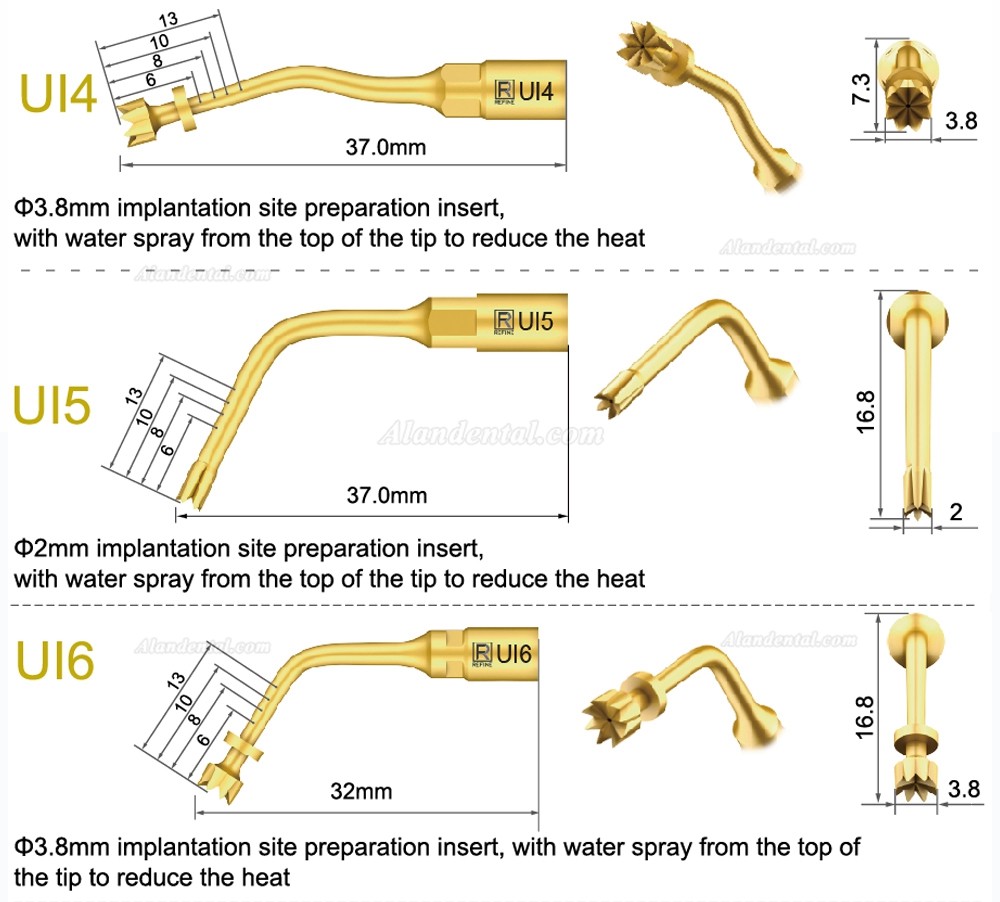 1Pcs Dental Piezosurgery Surgery Tips For Bone Cutting Sinus lifting Implant Ul6 UI7 UI8 UI9 UI10 UI11 Fit Mectron Woodpecker