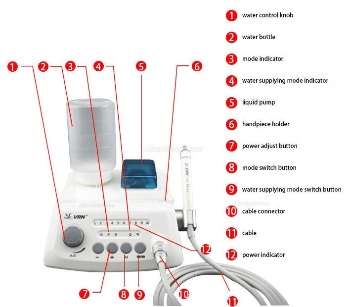 VRN®A8 Ultrasonic Scaler Wireless Control Auto-water Supply LED EMS Compatible