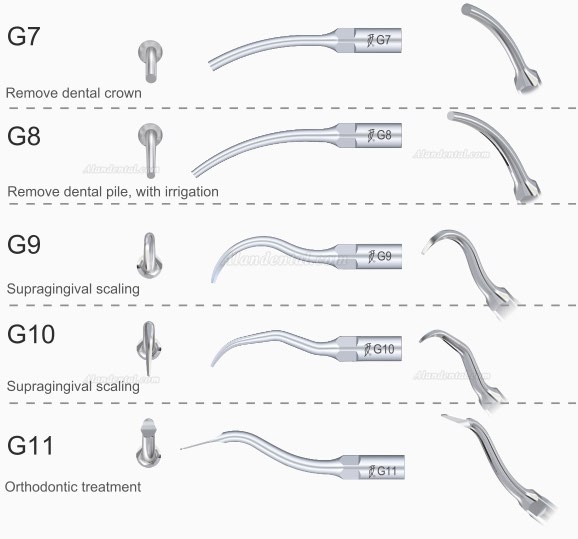 5Pcs Woodpecker G1 Dental Ultrasonic Scaler Scaling Tips UDS EMS Compatible