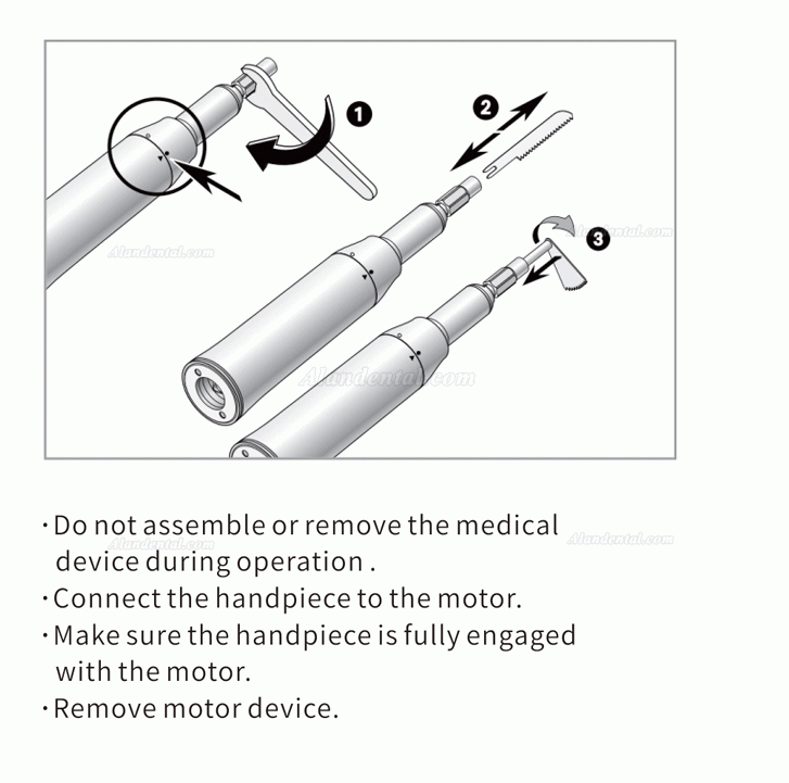 Dental Implant Surgical Straight Saw Handpiece Bone cutting Reciprocating Motion Saw Blades Handpiece