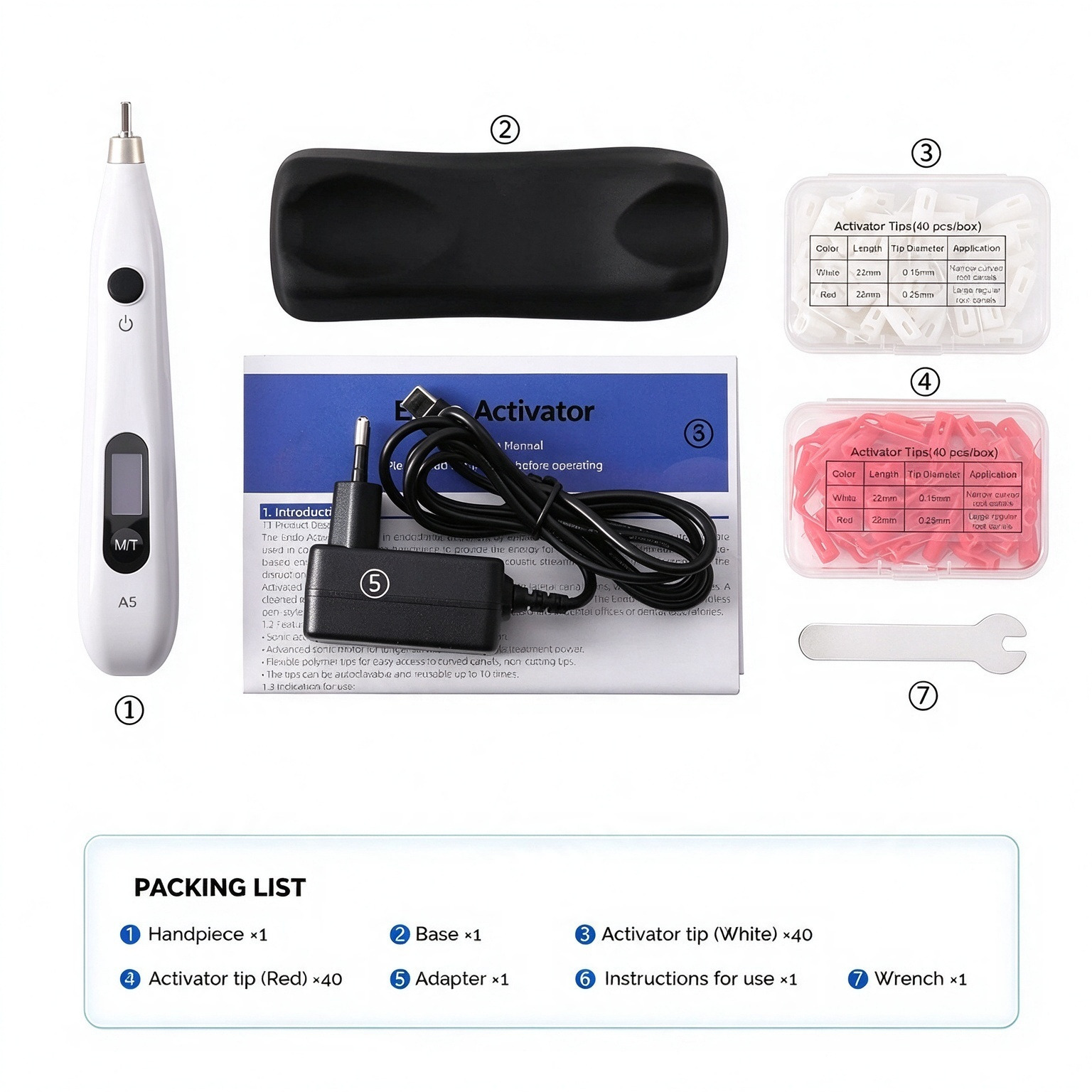 Yahope A5 Dental Endo Ultra Activator Ultrasonic Irrigator Root Canal Handpiece+Tip