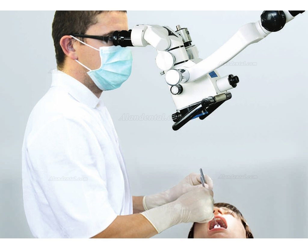LuckBird® Dental Operation Microscope Floor Type 180°Angle Adjustable Hinged Binocular
