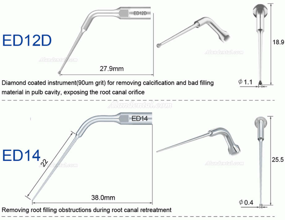 10Pcs Refine® Ultrasonic Scaler Pulp Chamber Tips E3D E4D E5D E10D E11D E12D E14D E15D Fit Woodpecker EMS