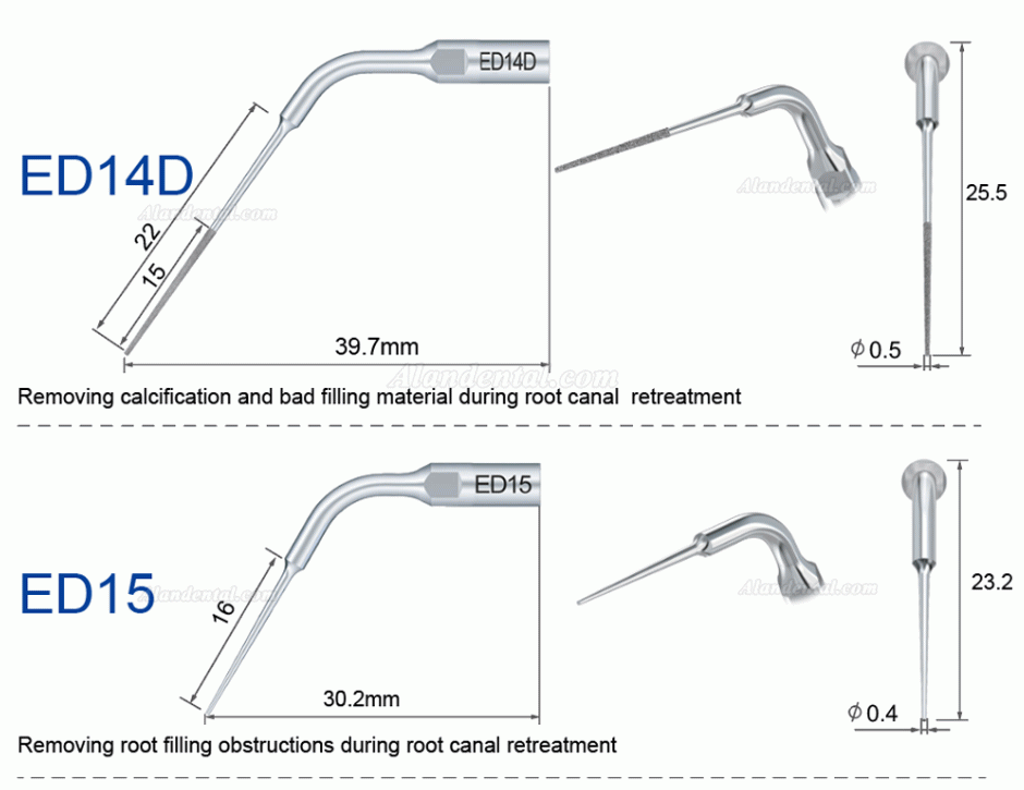 10Pcs Refine® Ultrasonic Scaler Pulp Chamber Tips E3D E4D E5D E10D E11D E12D E14D E15D Fit Woodpecker EMS