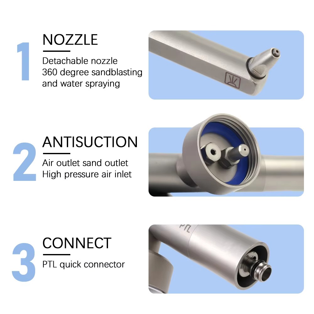 Dental Aluminum Oxide Intraoral Micro Sandblaster Device 4 Hole With Water Spray