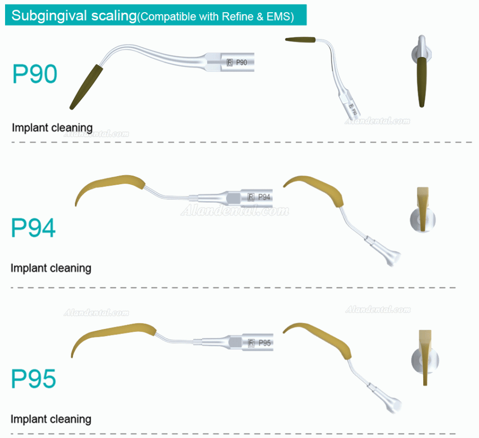 5Pcs Refine® Dental Implant Cleaning Tips P90 P94 P95 P96L P96R Fit For REFINE EMS MECTRON Woodpeaker