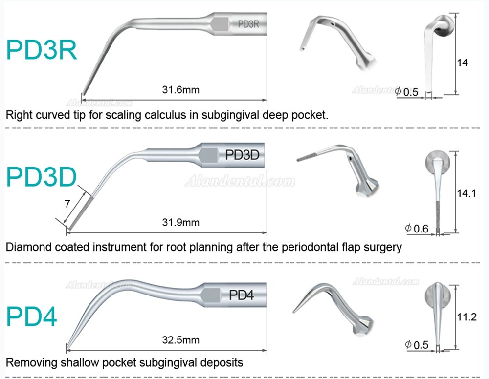 10Pcs Refine® Ultrasonic Scaler Tips PD2L PD2LD PD2R PD2RD PD5 PD6 PD7 PD8 PD10 Compatible with SATELEC NSK DTE GNATUS Scaler Handpiece