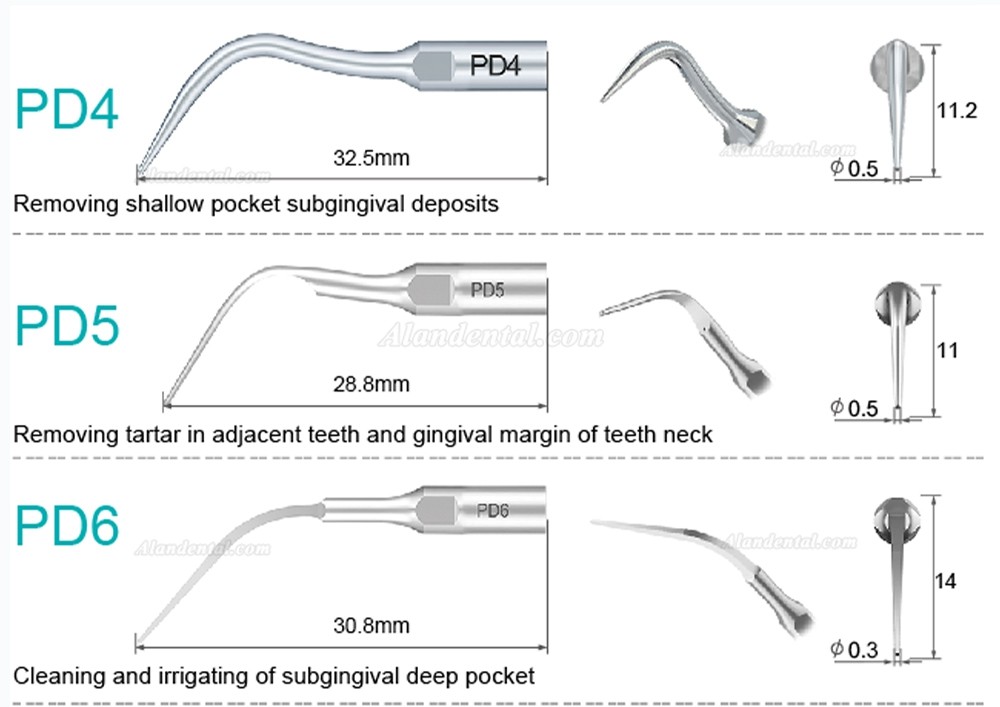 10Pcs Refine® Ultrasonic Scaler Tips PD2L PD2LD PD2R PD2RD PD5 PD6 PD7 PD8 PD10 Compatible with SATELEC NSK DTE GNATUS Scaler Handpiece