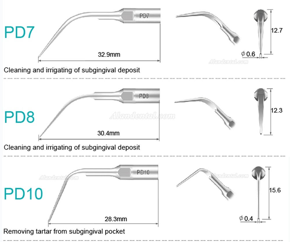 10Pcs Refine® Ultrasonic Scaler Tips PD2L PD2LD PD2R PD2RD PD5 PD6 PD7 PD8 PD10 Compatible with SATELEC NSK DTE GNATUS Scaler Handpiece