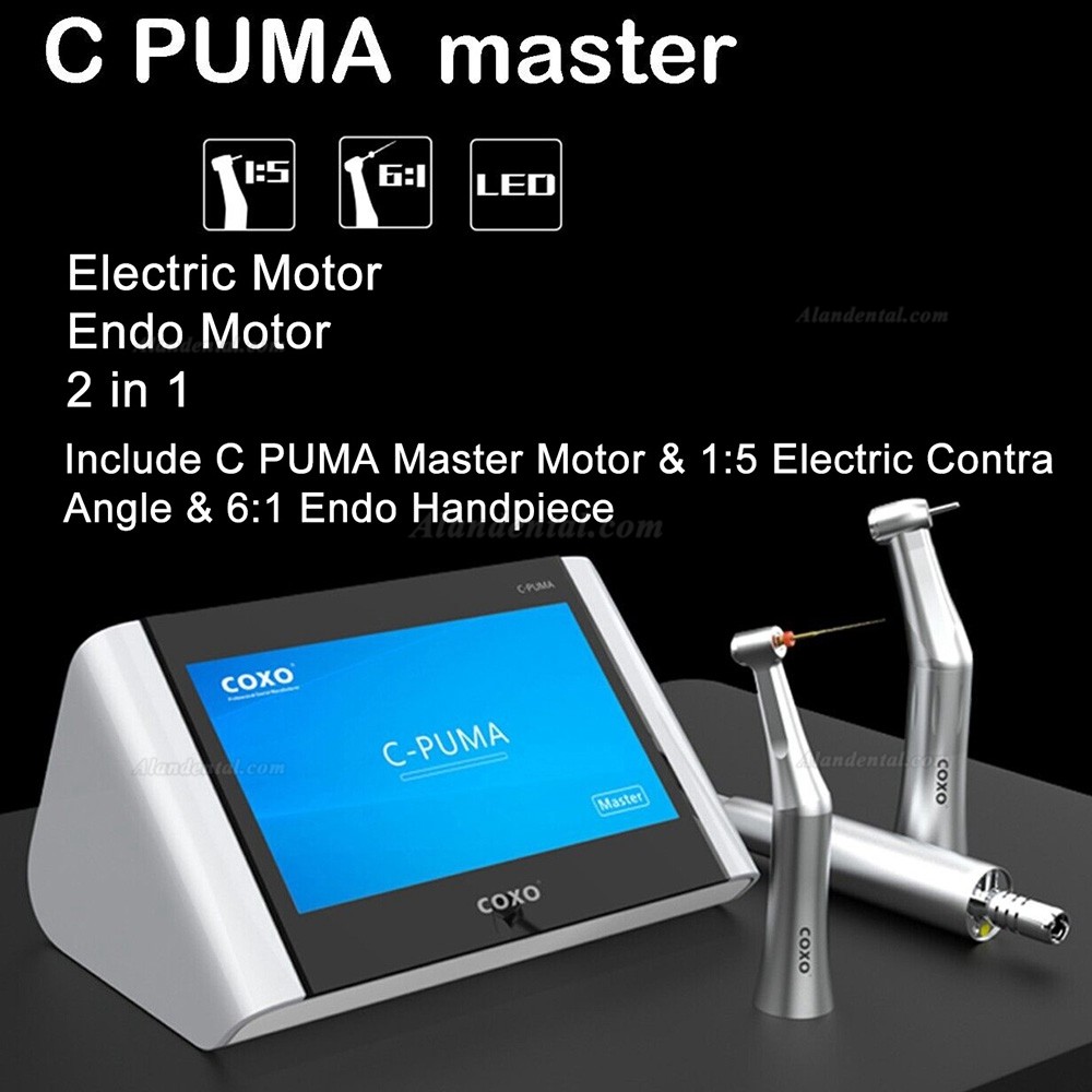 COXO C-PUMA Master Dental Motor Kit (with 1:5 Contra Angle + 6:1 Endo Handpiece)