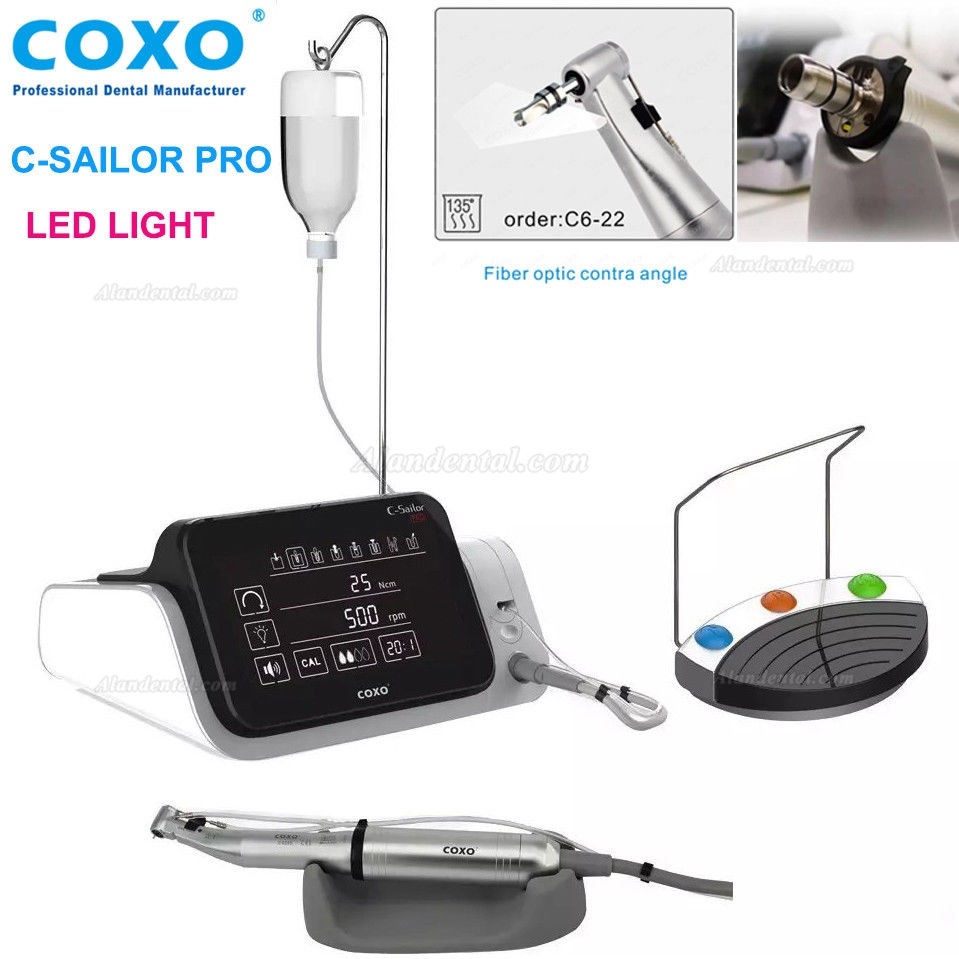 Yudendent C-Sailor Pro Dental Implant System Surgical Brushless Motor with 2Pcs Optical Fiber Contra Angle Handpiece