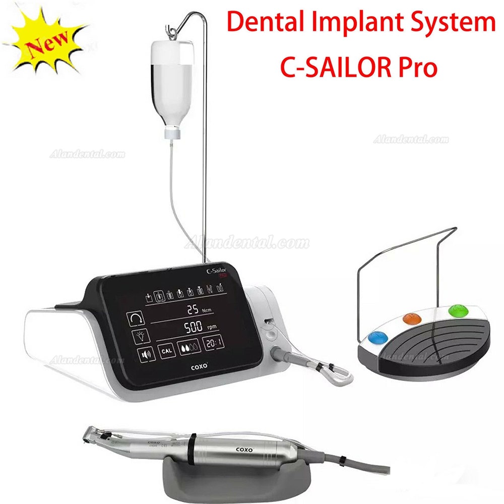 Yudendent C-Sailor Pro Dental Implant System Surgical Brushless Motor with 2Pcs Optical Fiber Contra Angle Handpiece