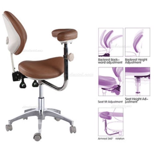 ental Operator Saddle Chair Ergonomic Saddle Stool QY-D-MA-M-LF-PU-G With Adjustable Armrest and Back