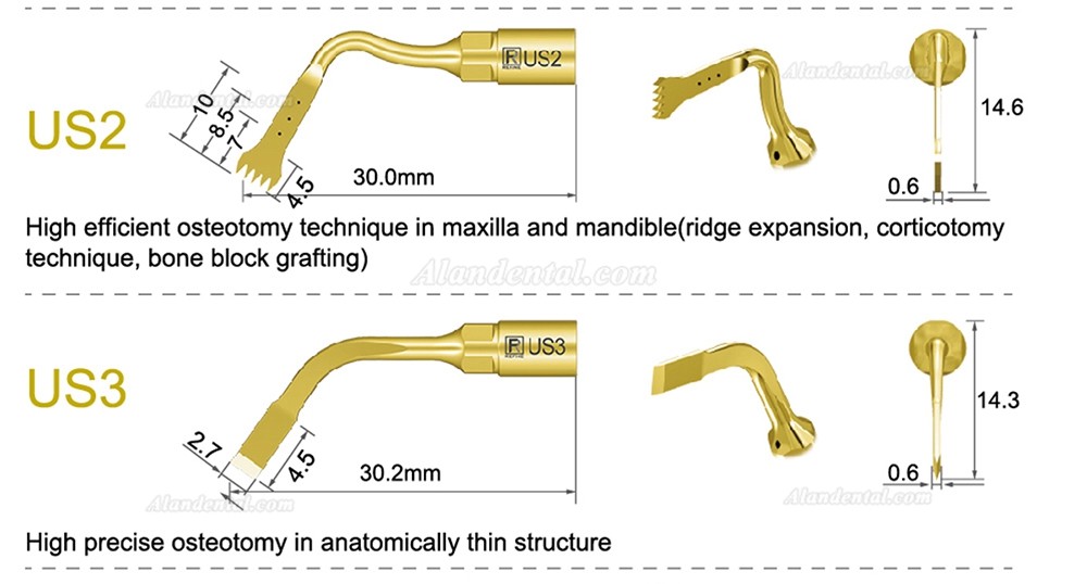 1Pcs Piezosurgery Osteotomy Bone Cutting Dental Surgery Tips US1 US1L US1R US2 US3 US4 US5 US6 US7 US11 US12 Fit Mectron